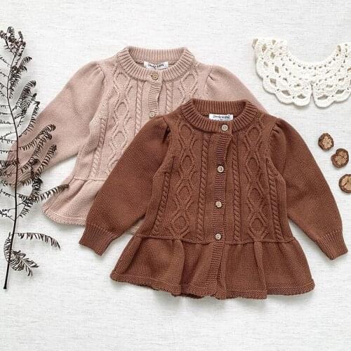 Autumn Winter Kids Knitting Jacket Coat Solid Color Long Sleeve Newborn Baby Girl Knitting Cardigan Baby Girl Sweater