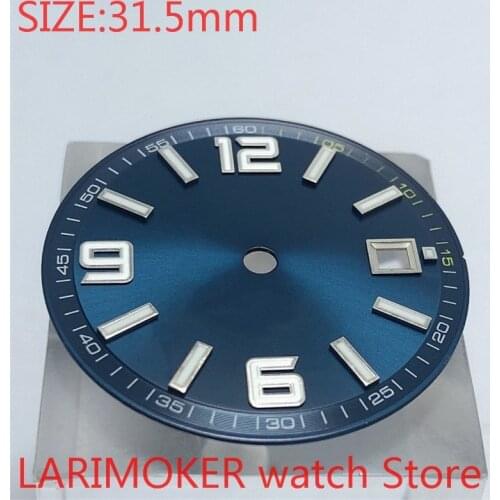 Suitable for Miyota-DG-2813-3804 NH35 36 ETA2836-2824 automatic movement, 31.5mm luminous matte blue dial, no logo