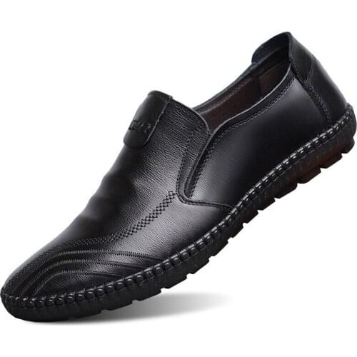 Casual Leather Shoes Mens Leather All-Match Soft Surface Leather Soft Bottom Lazy Shoes Mens Shoes Spring And Autumn Breathabl
