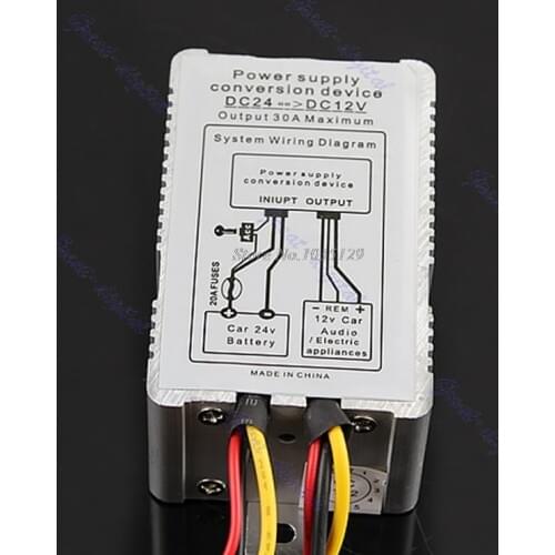 24V to 12V DC-DC Conversion Device Car Power Supply Inverter Converter 30A Dropship