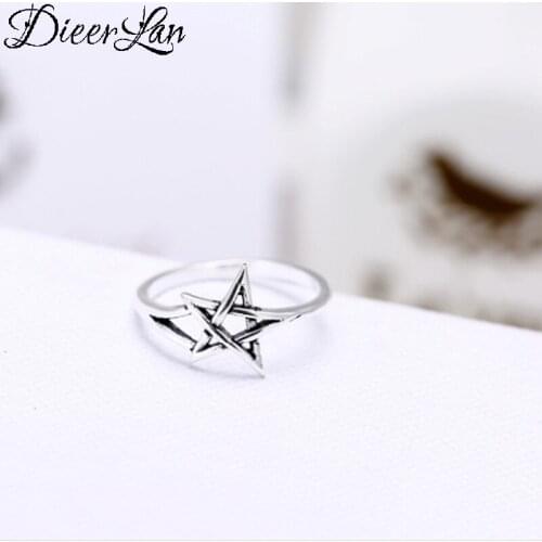 DIEERLAN Luxury Brand Silver Color Star Rings for Women Gift Statement Jewelry Adjustable Open Finger Rings Anillos
