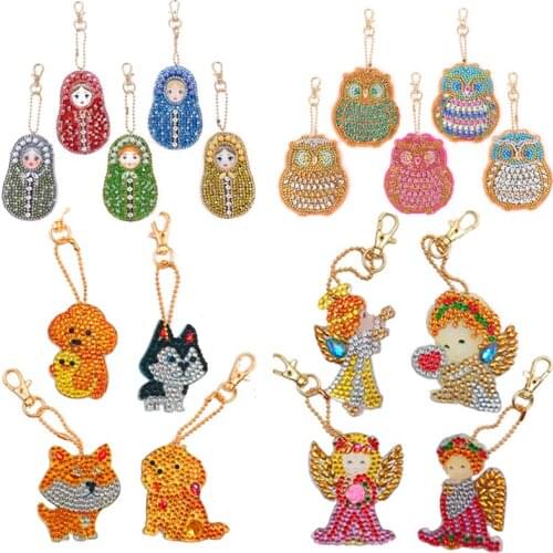 DIY Full Drill Special Shaped Diamond Painting Keychains Women Bag Pendant Jewelry Key Ring Embroidery Cross Stitch