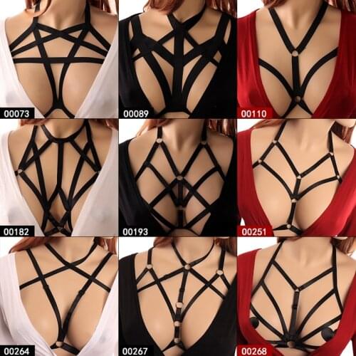 Sexy Bandage Lingerie Hollow Harness Lingerie Bustier Elastic Cupless Bra Sword Belt Elastic Strap Harness Bra For Women