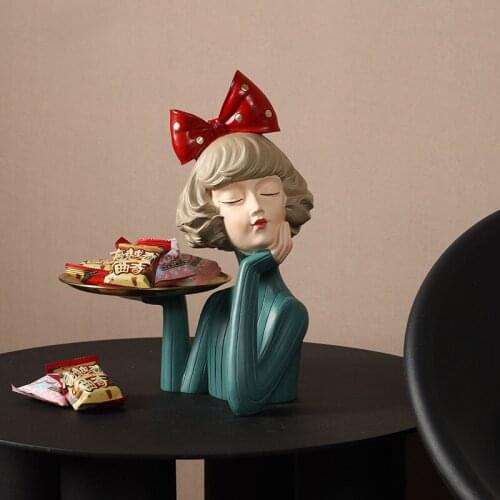 Nordic Light Luxury Creative Bubble Girl Resin Sculpture Decoration Living Room Storage Tray Home Adornment Ornaments