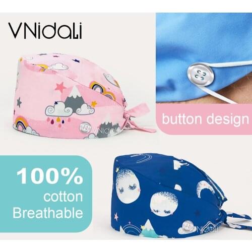 Nursing scrubs hat New Lab dust caps women scrubs printing hats for long hair pet grooming caps scrubs women spa hat wholesale