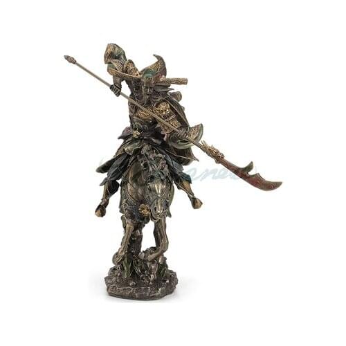 Antique Lucky handicrafts Veronese Three Kingdoms hero Statue Sculpture Guan Yu galloping on horseback