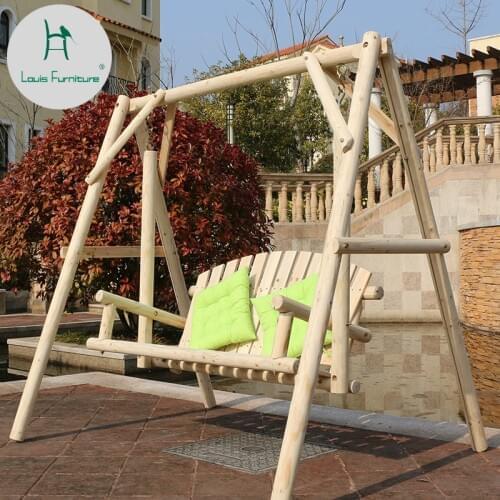 Louis Fashion Outdoor Swings Garden Balcony Outdoor Children Adult Courtyard Solid Wood Household Double European Rocking Chair