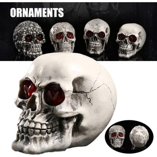 Horror Skull ornament Handmade Resin Crafts Creative Skeleton Halloween Decoration Props for Home Garden Bar Holiday DIY Party