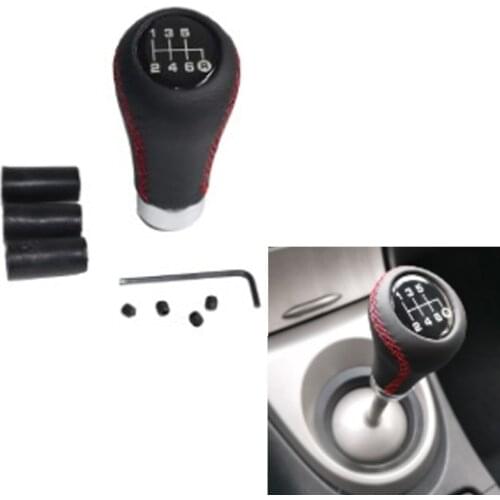 Universal 5/6 Speed Car Manual Gear Shift Knob Shifter Lever Stick Red Black Stitche PU Leather For Honda Civic FIT CITY CRV