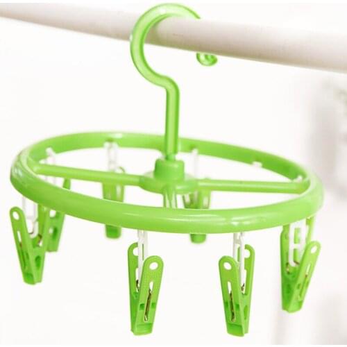 Windproof Plastic Multi-Clip Hanging For Underwear Drying Rack Modern Home Bathroom Childrens Socks Clothing Round Drying Rack