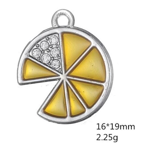 Vintage Alloy Ancient Rhinestone Yellow Lemon Pendant Charms Jewelry Accessories For DIY Handmade Keychains,Bracelets Making