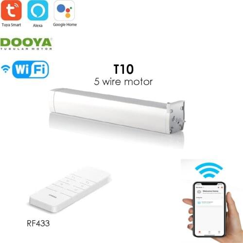 New Dooya T10 Tuya wifi Curtain 5 wires Motor+DC2760,Rf433/Voice/Tuya App Remote Control,110-240V 50/60Hz,for Alexa Google Home