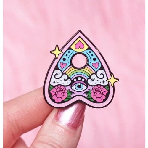 Rainbow Ouija Planchette Enamel Brooch Pin Backpack Hat Bag Collar Lapel Pins Badges Women Mens Fashion Jewelry Accessories