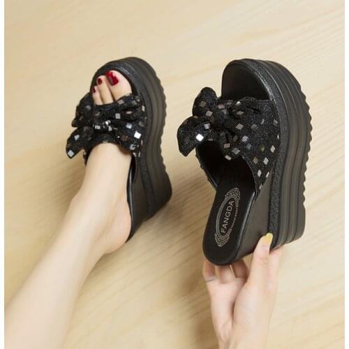 Newest Drop Ship Wedge Slippers High Heels Leisure Summer Sandal Woman Platform Heels Summer Mules Slippers Women Beach Slides