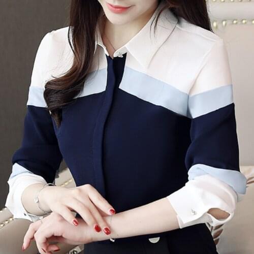 Womens Tops And Blouses 2021 Long Sleeve Women Shirts Turn Down Collar Office Ladies Tops Chiffon Blouse Women Tops Blusas B615