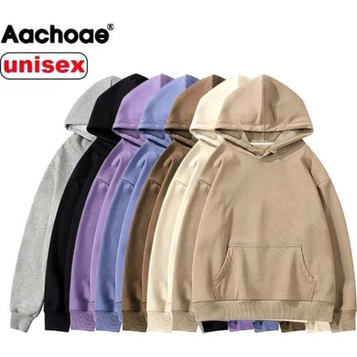 Aachoae Women Couple Hoodies Sweatshirt Fleece 100% Cotton Tracksuit Sports Sweatshirt 2020 Winter Japanese Casual Loose Jumper