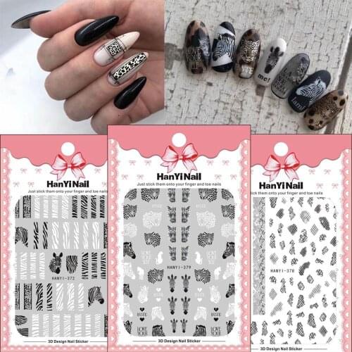 1pcs Snake leopard tiger zebra Pattern 3D Nail Art Stickers Decals Animal Series Manicure Nail Accessories for Nail Decoration