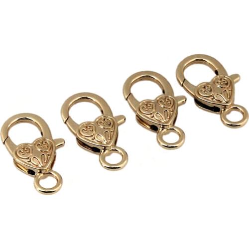 10pcs Fashion Metal Heart Shape Lobster New Style Claw Clasps Snap Hook For Leather Craft Bag Key Ring DIY Jewelry Findings