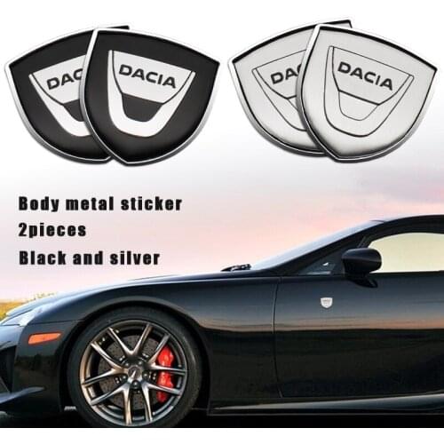 3D Metal Car Sideways Emblems Badge Stickers For Dacia Duster Logan Dokker Lodgy Sandero Stepway Mcv 2 Auto Exterior Accessories
