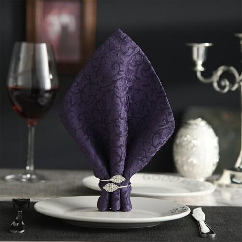 4PCS/Metal diamond-studded two-leaf clover napkin ring table top decoration for family gatherings, receptions, hotel festivals