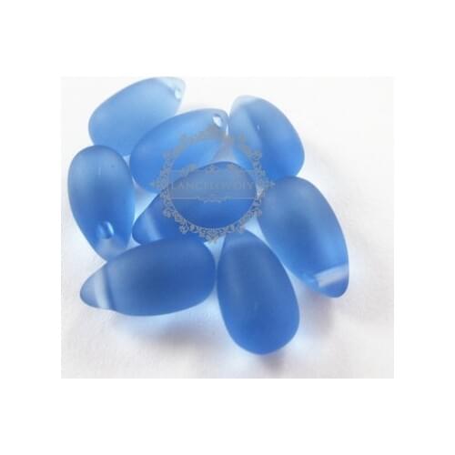 7x13mm simulated ocean blue sea glass tear drop beads DIY loose beads 3070047