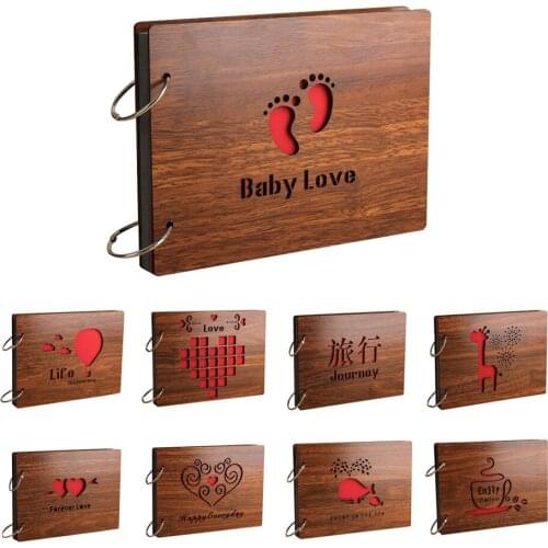 8 Inch Redwood Cover Albums Handmade Loose-leaf Pasted Photo Album 30 pages Personalized Photo Album