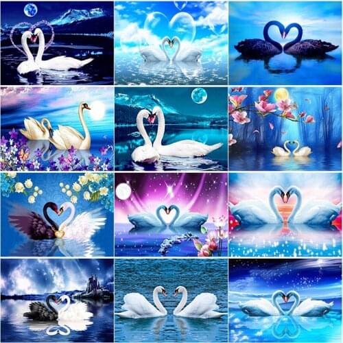 5D DIY Diamond Painting Swan Landscape Cross Stitch Swan Lake Diamond Embroidery Full Square Round Drill Home Decor Manual Gift