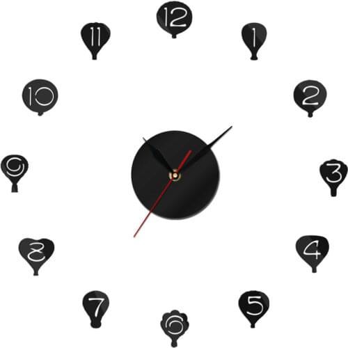 Hot Air Balloon Frameless 3D Acrylic Wall Clock Mirror Effect Big Needles DIY Wall Art Kids Birthday Party Wedding Decor Klok