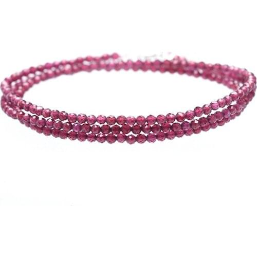 Natural garnet Stone Bracelet Faceted Beads Princess Necklace Women Girl Birthday Gift Purple Crystal Necklace Fashion Jewelry