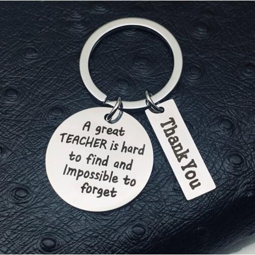 Thank You A Great Teacher Is Hard To Find Key Chains Alloy Round Strip Charms Keychain For Womens Mens Teachers Gifts Jewelry