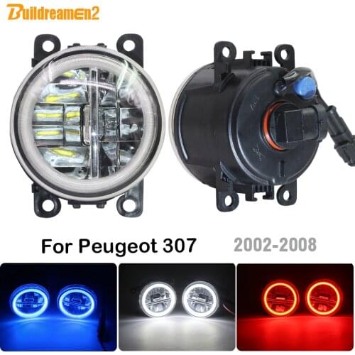 Buildreamen2 Car H11 LED Bulb Fog Light Angel Eye DRL Daytime Running Light 4000LM 12V Styling For Peugeot 307 2002-2008