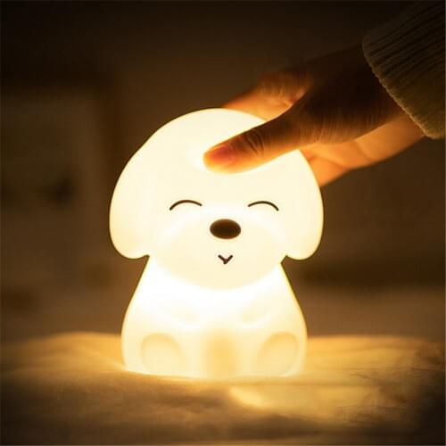 Colorful DOG LED Night Light Animal Light USB Rechargeable Silicone Soft Cartoon Touch light Children Night Lamp Bedroom Light