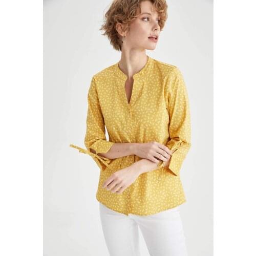 DeFacto Spring Woman Blouses & Shirts Long Sleeve Shirt Woven Top Casual Female Fashion-I5280AZ21SP