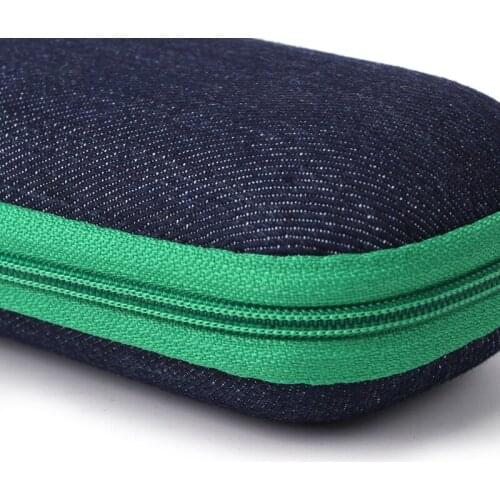 Glasses Box Denim Fabric Zipper Sunglasses Protection Crush Resistance Container