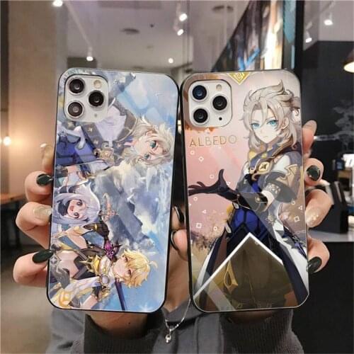 Genshin Impact Albedo Game Phone Case Tempered Glass For iPhone 12 Pro Max Mini 11 Pro XR XS MAX 8 X 7 6S 6 Plus SE 2020 Cover