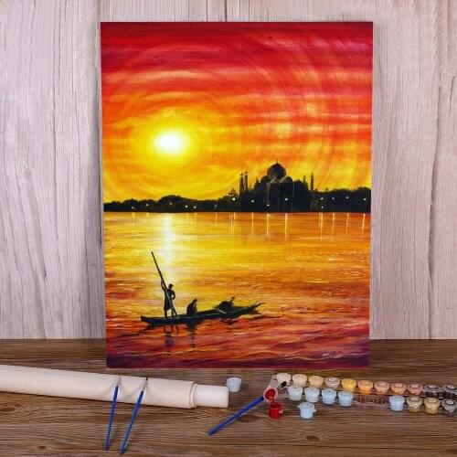 Natural Scenery Indian Sunset Painting By Numbers Set Oil Paints 40*50 Boards By Numbers Home Decor For Kids Wall Handiwork