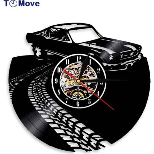 Classic Vintage Retro Car With Road Wall Clock Sports Automobile Racecar Vinyl Record Wall Clock Car Lovers Gift reloj de pared