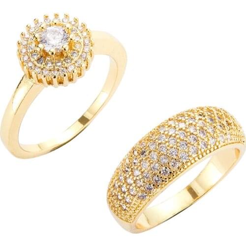 2021 Jul Finger Rings Women Round Crystal Caesar Ring Gold Color Ethnic Wedding Jewelry Ring