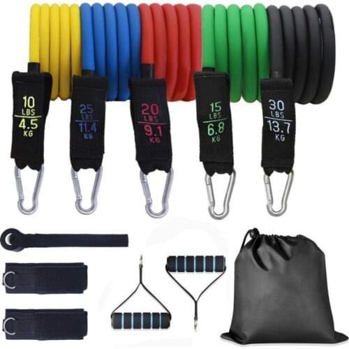 11Pcs Latex Resistance Bands Crossfit Training Belly Exercise Yoga Tubes Pull Rope Rubber Expander Elastic Bands Workout