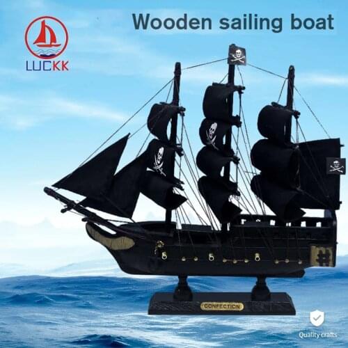 LUCKK Miniature Boat Wooden Sailboat Model Children Gift Caribbean Black Pearl Corsair Sailing Boats Home Decor Craft SH775-24