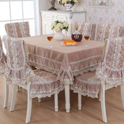 Fashion Top grade dining table cloth chair covers cushion tables and chairs bundle chair cover rustic lace cloth set tablecloth