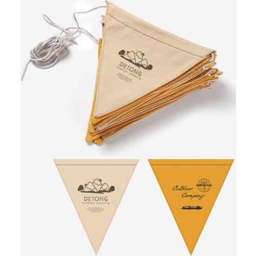 Outdoor Camping Flag Atmosphere Canvas Pennant Camping Decoration Flag for Camping Birthday Wedding Picnic Party Festival