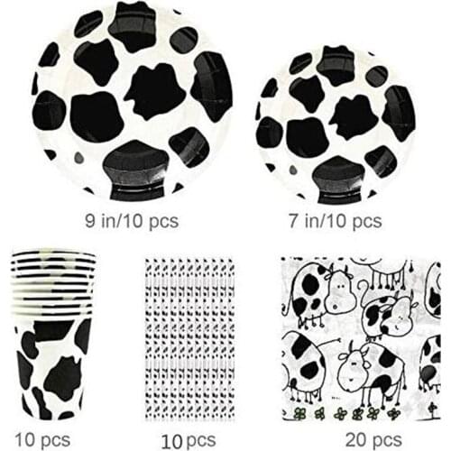 Tableware Cow Party decoration of the cow lola Cow plate Cow Cup Napkins Straws Serves 10 Baby Shower Kid Birthday Decorations