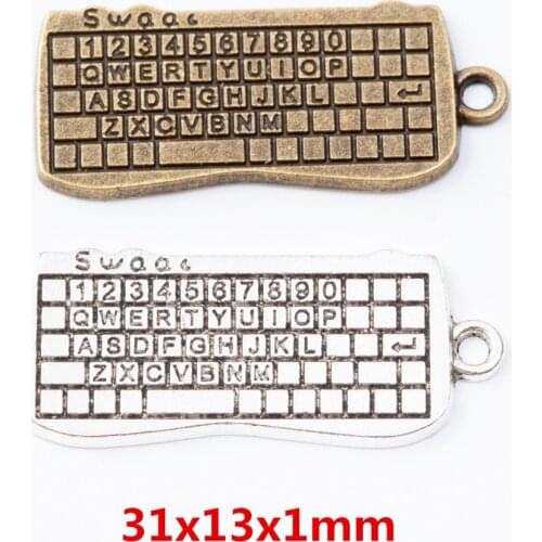 25 pieces of retro metal zinc alloy keyboard pendant for DIY handmade jewelry necklace making 7062