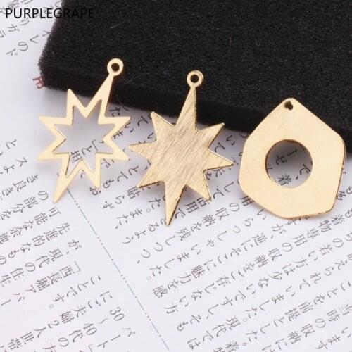 PURPLEGRAPE Copper plated 18K gold color star disc DIY jewelry accessories Earring necklace necklace chain earrings 10 pieces