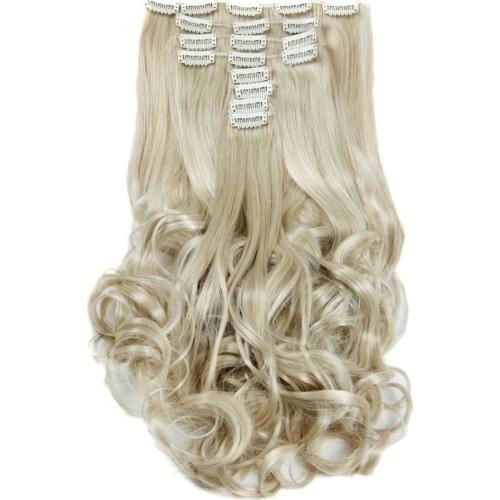 Luxury For Braiding 50cm Highlighted Color Synthetic Clip Ins Hairpieces Wavy Synthetic Clip On Hair Extensions 50cm 8pcs/set