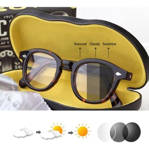 Brand Johnny Depp Photochromic Sunglasses Men Woman Vintage Designer Acetate Glasses Frame Driving Chameleon Sun Glasses UV400