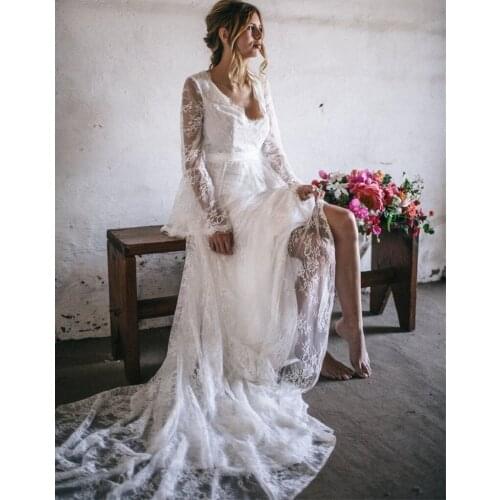 Wedding Dress 2021 With Sash Vintage Appliques Pearls V-Neck Detachable Court Train Skirt Bride Dresses