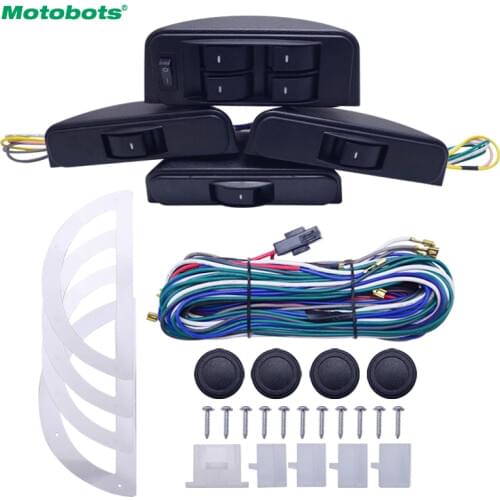 MOTOBOTS 1Set Universal Moon Electronic Car Power Window Switch 8pcs Switches With Holder And Wire Harness For 4 Doors #AM3852