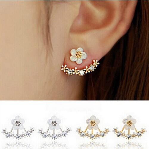 Ahmed Jewelry Good Quality Korea Star Flower Crystal Stud Earrings For Woman Gold Sliver Plated Earring Wholesale Price New